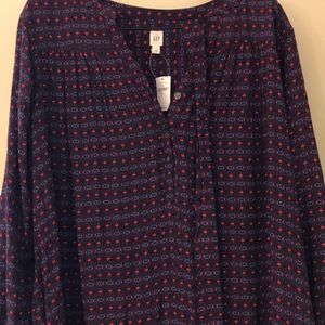 Gap XL NWT Shirtdress w/belt Geo print blues/reds